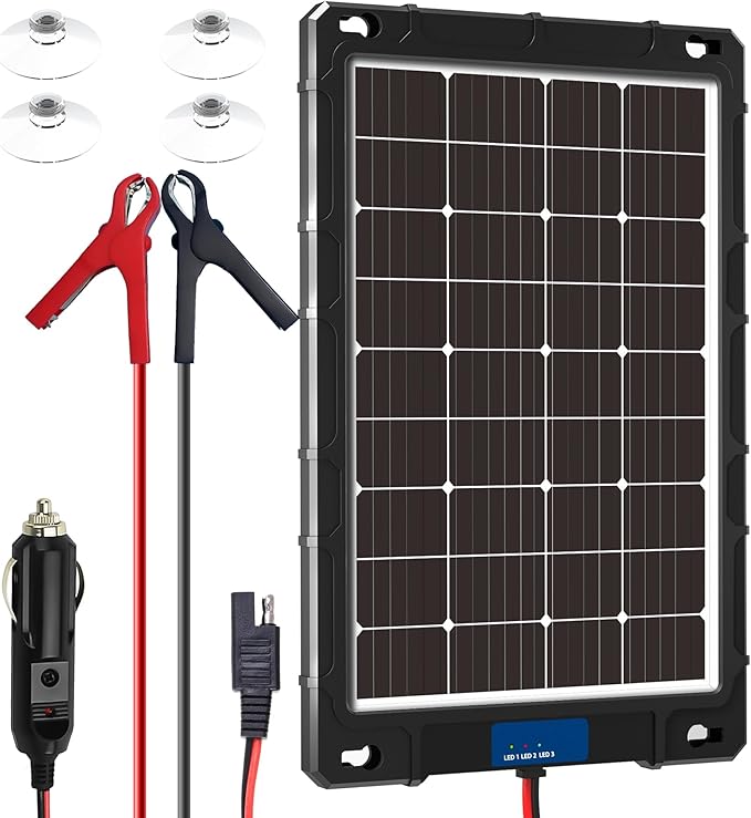 20W 12V Solar Panel Kit with Upgraded Controller for Car, RV, Motorcycle, and Marine Applications