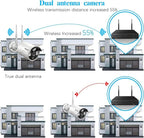 (Dual Antennas for Wi-Fi Enhanced) AI Human Detected 2-Antennas Enhance Outdoor Wireless Security Camera System WiFi Video Surveillance System