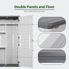 Macrout 50 Cu.Ft Plastic Outdoor Storage Cabinet with Shelves, 4.3 x 2.5 ft Waterproof Resin Outdoor Storage Shed with Floor, Lockable Vertical Shed for Garden and Patio