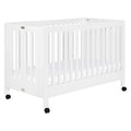 Babyletto Maki Full-Size 2-in-1 Portable Folding Crib with Toddler Bed Conversion Kit in White, Greenguard Gold Certified