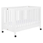Babyletto Maki Full-Size 2-in-1 Portable Folding Crib with Toddler Bed Conversion Kit in White, Greenguard Gold Certified