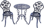 KAILI Outdoor Furniture Bistro Set with Rose Pattern 1 Table 2 Chairs for Garden Patio Porch (Rose-Bronzed)
