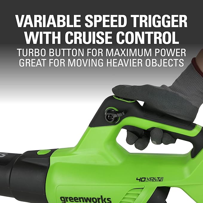 Greenworks 40V 20" Cordless Push Lawn Mower Bundle with Axial Leaf Blower(500 CFM / 120 MPH), 12" String Trimmer, 5Ah + 2Ah Batteries & Chargers
