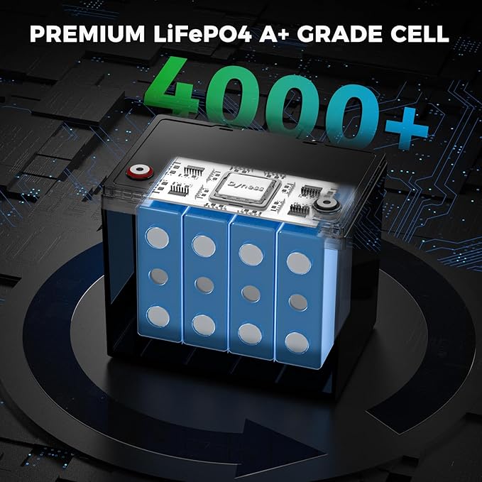 12V 100Ah LiFePO4 Lithium Battery with Bluetooth, Group 24,Max.1280Wh Energy, Built-in 100A BMS with Low-Temp Protection, Perfect for Trolling Motor RV,Boat, Solar System
