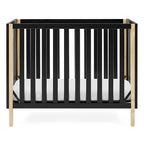 Delta Children Gio Mini Crib with 2.75" Mattress Included, Ebony/Natural