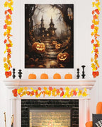 AbcCustomize Halloween Canvas Wall Art - Spooky Haunted House & Eerie Pumpkins Poster, Gothic Fall Decorations for Home, Vintage Halloween Decor Indoor for Living Room, Bedroom & Party