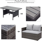 Solaste 7 Piece Patio Furniture Set, All Weather Wicker Patio Conversation Sets with Cushion Seat & Pillows, Outdoor Dining Set, Patio Furniture Outdoor Sectional, Grey