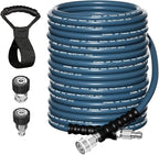 3/8'' Pressure Washer Hose 100FT - Kink Resistant Steel Wire Braided, Wear Resistant, 3/8" Stainless Steel Quick Connect, with M22 14mm Adapter Set, Hot and Cold Water Power Washer Hose, 4200 PSI
