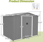 Metal Outdoor Storage Sheds 8 x 6 FT Lockable Metal Garden Shed Steel Anti-Corrosion Storage House with Double Lockable Door for Backyard Outdoor Patio