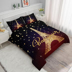 Datura home Kids Comforter Set Eiffel Tower Printed Pattern Bedding Set with 1 Comforter and 2 Pillowcases for Girls Boys Bedroom All Season(Tower Queen)