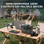 ALLPOWERS 300W Portable Power Station with SP027 100W Foldable Solar Panel, 288Wh/78000mAh Solar Generator (Peak 600w) Solar Powered Battery, 6 Outputs, for Outdoor Camping, RVs, Home Use
