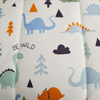 Joyreap 3pcs Cotton Comforter Set for Kids, Dinosaur Twin Size Cotton Bedding Comforter for Boys Girls, White n Orange Reversible Design, Soft n Cozy Comforter for All Season- 68x88 inches