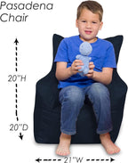 Posh Creations Structured Comfy Bean Bag Chair for Gaming, Reading, and Watching TV, Pasadena Chair, Microsuede - Navy Blue