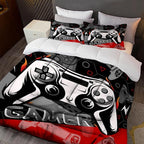 Sunnycitron Red Gamer Comforter Set for Boys Gaming Bedding Set Teens Game Room Decor Twin (1 Comforter + 2 Pillowcase)