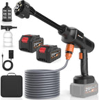 Cordless Pressure Washer 2000 PSI Portable Power Washer Kit with 6-in-1 Adjustable Spray Nozzle Dual 21V 8000mAh Batteries Foam Pot for Car Garden Patio Driveway Outdoor Cleaning