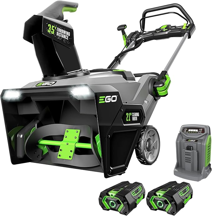 EGO Power+ SNT2102 21-Inch 56-Volt Lithium-Ion Cordless Snow Blower with Peak Power - (2) 5.0Ah Batteries and Rapid Charger Included
