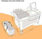 5 in 1 Baby Crib, Bedside Cribs, Pack and Play with Bassinet and Changing Table, Portable Travel Baby Playpen with Toys & Music Box,Mattress for Girl Boy Infant Newborn (Pink)