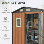Outdoor Storage Shed 6x4 Ft, Lockable Metal Garden Shed with Window, Tool Shed Tiny House Vertical Outside Storage Building for Backyard, Lawn, Patio, Bike