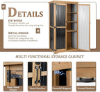 Outdoor Storage Cabinet with Shelves Outside Storage Shed Weather-Resistant with Waterproof Roof, Patio Pool Garden Garage Storage Cabinet Tool Organizer