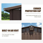 11x9ft Outdoor Storage Shed with Windows, Galvanized Steel Garden Shed, Lockable Double Doors and 16 Vents, Large Capacity Utility Tool Storage for Backyard Patio