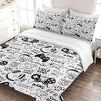 Gaming Comforter for Boys Teens,Game Bedding Sets Queen,Kids Gamer Comforter Set,Video Game Bedroom Decor,Gamepad Controller Duvet Insert All Season 3 Piece 1 Comforter and 2 Pillowcases
