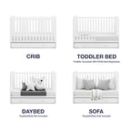 babyGap by Delta Children Graham 4-in-1 Convertible Crib with Storage Drawer TrueSleep Crib and Toddler Mattress (Bundle), Bianca White