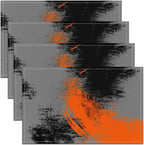 Feelyou Orange Grey Black Placemats Set of 4 18"x12" Kids Abstract Placemat for Kitchen Dining Table Decor Indoor Outdoor for Boys Geometric Table Place Mats, Modern Art