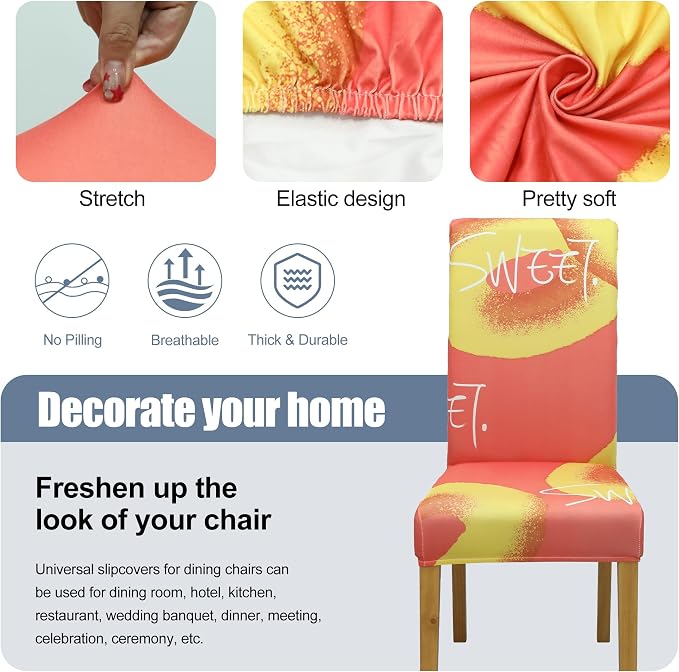 Dining Chair Covers, Stretch Seat Covers, Washable Furniture Protector | 4 Pack, Washable, Stretch Fit, Soft, Non Slip, Dining Chair Covers, Seat Protector, Furniture Cover,Easy Clean