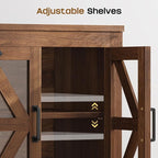 Farmhouse Side Table with Storage Cabinet, End Table with Adjustable Shelf, Night Stand, Wood Nightstand with Charger Station, 24 End Tables Living Room, Rustic Bed Side Tables Bedroom, Walnut