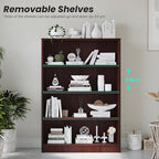Farini 4 Shelf boockase Display Bookcase Freestanding Wooden Bookshelves for Home Office Living Room,48 Inch Height,Mahogany