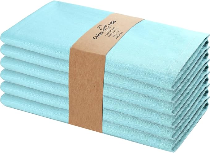 Urban Villa Cloth Napkins Cotton 20x20 (Set of 6) Aqua