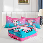 Kawaii Axolotl Comforter,Pink Salamander Comforter Set for Kids Teens Girls,3Pcs Bedding Set Printed Comforter with 2 Pillowcases,Down Alternative,Soft and Lightweight(Pink，Twin Size)