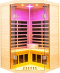 Infrared Sauna 2-3 Person Infrared Saunas for Home, Indoor Corner Sauna Spa Low Emf Infrared Sauna with 7 Color Therapy Dry Sauna for Home,2 Bluetooth Speakers, 2 LED Reading Lamp
