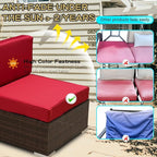 ClawsCover 9Pack Outdoor Seat and Back Cushions Replacement Covers Fit for 5 Pieces 4-Seater Wicker Rattan Patio Conversation Set Sectional Couch Furniture,Red-Include Covers Only (Large)