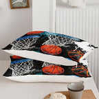 Axolotl Basketball Comforter Set Full,Sports Comforter Set,Basketball Bedding Set,Sports Theme Comforter Set,Grunge Bedding Aesthetic Cool Style for Boys Kids Men,1 Quilt 2 Pillowcases,Black Blue