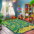 Car Rug Play Mat,Road Rug Kid Play Mat,Playroom Toy Car Mat, Kids Carpet City Map for Bedroom Classroom,Extra Large Thick (59X39.4 Inch)