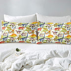 Erosebridal Dinosaur Comforter Set Kawaii Dino Bedding Set for Kids Girls Boys Teens Bedroom Decor, Retro Animal Duvet Insert Watercolor Wildlife Soft Microfiber Quilt with 1 Pillow Case, Twin