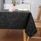 Smiry Square Waterproof Heavy Duty Vinyl Tablecloths, 70 x 70 Inch | Wipeable Washable Floral Embossed Table Cover for Kitchen and Dining Room, Indoor & Outdoor Use, Black