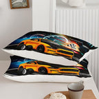 Axolotl Race Car Bedding Set Full Size,Boys Extreme Sports Comforter Set for Kids Boys Car Racing Gifts,Yellow Cool Car Comforter Car Sports Quilt Set 1 Comforter with 2 Pillowcase Car Racing Gifts