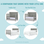 Cape Cod 5-in-1 Convertible Crib in Storm Grey, Greenguard Gold Certified, 55x30x44.5 Inch (Pack of 1)