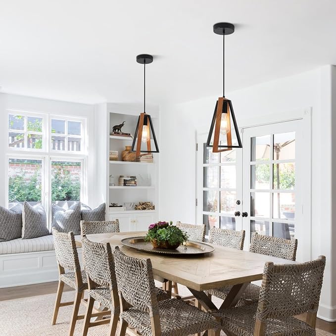 Modern Pendant Lighting Black Pendant Lights Kitchen Island 2 Pack Industrial Metal Pendant Light Fixtures Mid Century Hanging Lamp for Living Room Dining Room
