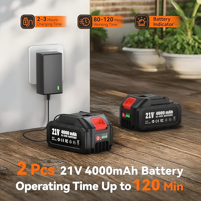 2-in-1 Pole Saw for Tree Trimming, 8 Inch Cordless Mini Chainsaw with Extension Pole, Brushless Motor, with 2 x 4.0 Ah Batteries & Charger, Auto Lubrication, 15 Ft Max Reach