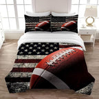 American Football Comforter Set for Boys Teens,Kids Sports Bedding Set Full Size,USA Flag Football Printed Bedroom Sets with 2 Matching Pillow Shams