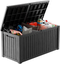 200 Gallon Large Deck Box,Resin Outdoor Storage Box with Lockable for Patio Furniture, Pool Accessories, Garden Tools Waterproof Outside Storage Box, Black