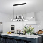 JAYMP Dining Room LED Chandelier 60W Dimmable Kitchen Island Light Modern Pendant Light Geometric Design Hanging Light Fixture Black 45 Inches