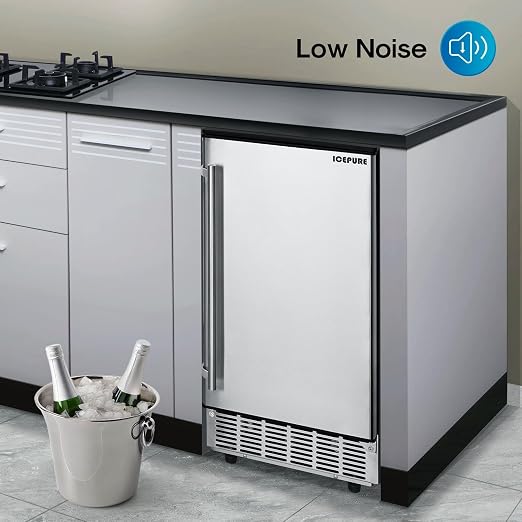 ICEPURE 15" Under Counter Ice Maker with Drain Pump, 90lbs/24H, Self-Cleaning, Smart Reminder, 24H Timer, ETL FCC, Built-in or Freestanding for Residential and Commercial, Stainless Steel