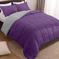 Basic Beyond King Size Comforter Set - Fluffy King Bed Comforter Set for All Seasons - Reversible Purple King Size Comforter Set - 3 Pieces (1 Comforter + 2 Pillow Shams) - Purple/Grey