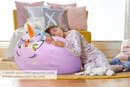 Aubliss Stuffed Animal Storage, Velvet Bean Bag Chairs Cover, Large 32" Ultra Soft Kids Toy Storage Organizer for Blankets Towels Clothes, Purple Floral