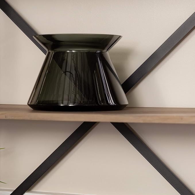 Walker Edison Andersen Urban Industrial Metal X Back 4 tier Bookshelf, 64 Inch, Grey Wash