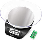 Etekcity 0.1g Food Scale, Bowl, Digital Grams and Ounces for Weight Loss, Dieting, Baking, Cooking, and Meal Prep, 11lb/5kg, Stainless Steel Black | 11lb/5kg capacity with tare, removable bowl, ideal for baking, coffee, meal prep and portion control, S...